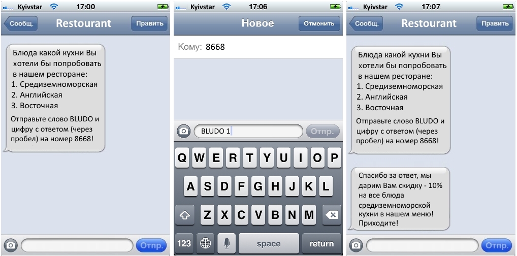 Пример проведение СМС опроса